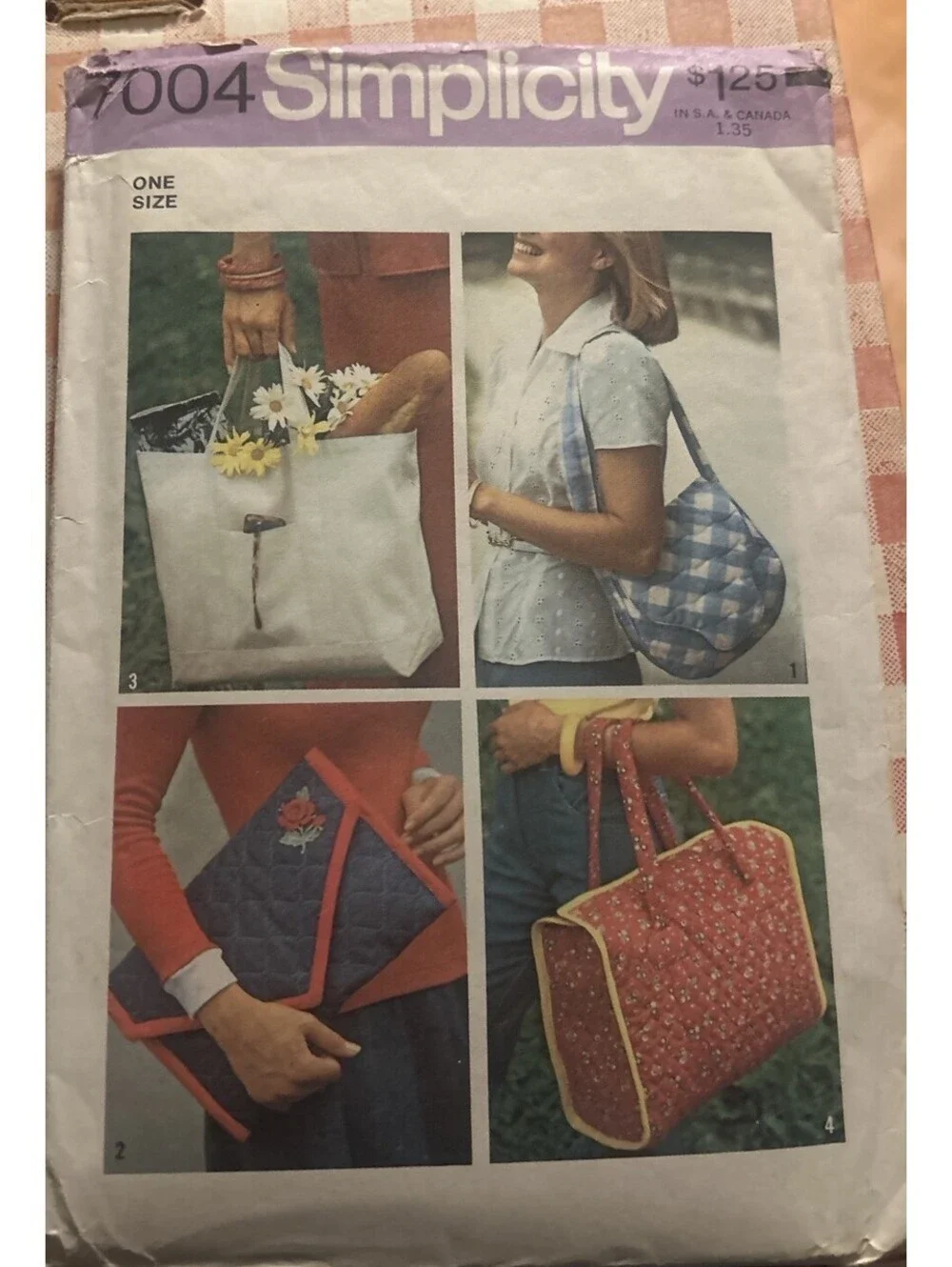 Vintage 1975 Simplicity 7004 Tote Bag Sewing Pattern Uncut Factory Folded OS